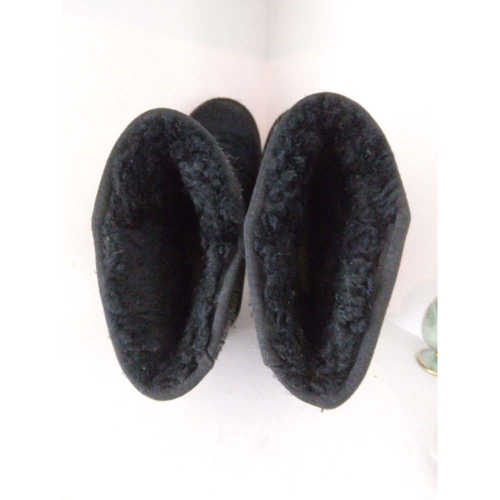 Minnetonka Black Gray Suede Sheepskin Fur Lined Boots 86510 Womens Size 8 - Picture 9 of 10